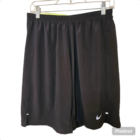 Nike black runners or biker shorts with neon green pro combat lining men size M - Picture 2 of 8
